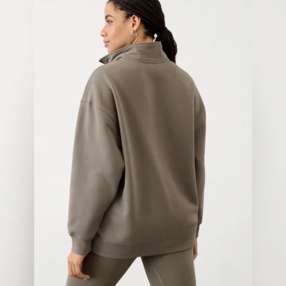 NWT Athleta Forever Fleece 1/4 Zip Sweatshirt | Mineral - Picture 3 of 5